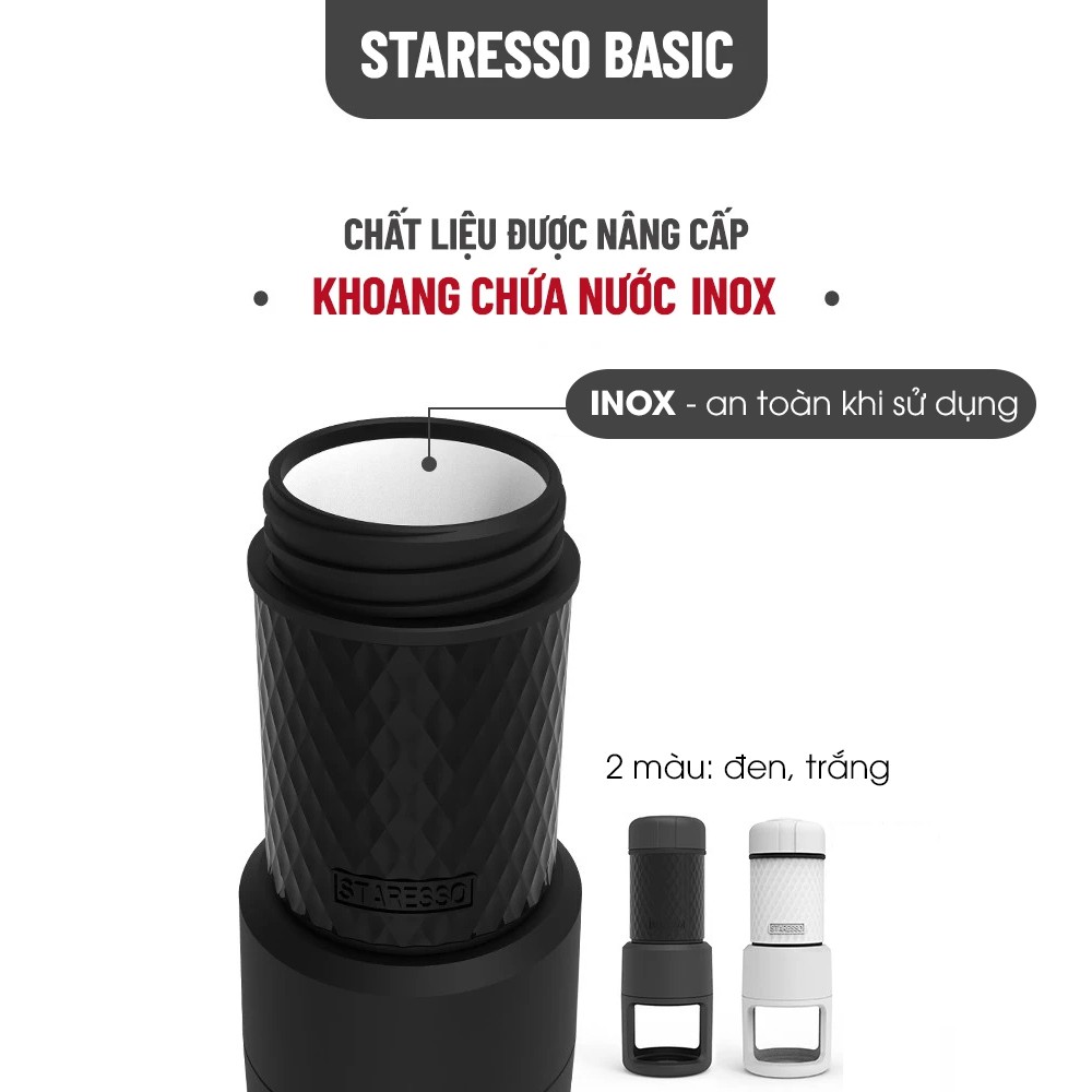 Máy pha cafe cầm tay STARESSO BASIC kích thước nhỏ gọn, không cần pin và điện, chính hãng, BH 6 tháng