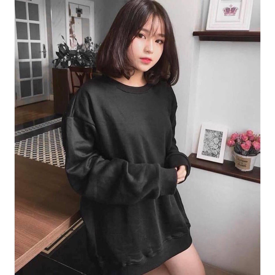 Áo Sweater Nỉ Trơn Trắng Đen Form Unisex Chất Đẹp I'm Basic