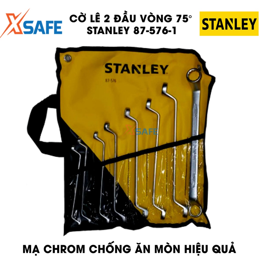 Cờ lê 2 đầu vòng 75 độ hệ MÉT STANLEY 87-576-1 thép CR-V cao cấp Bộ 8 cờ lê Stanley đầy đủ size, vừa tay, kèm túi đựng