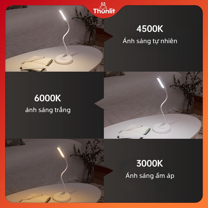 Bộ đèn LED Thunlit để bàn màu trắng có 3 ánh sáng tiện lợi 1250mah