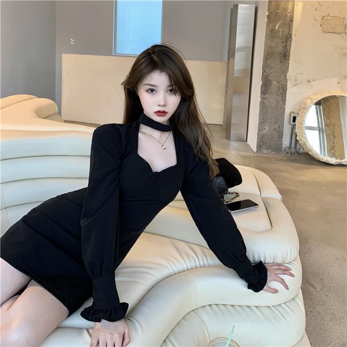 COZOK Đầm dài tay thiết kế quyến rũ thời trang