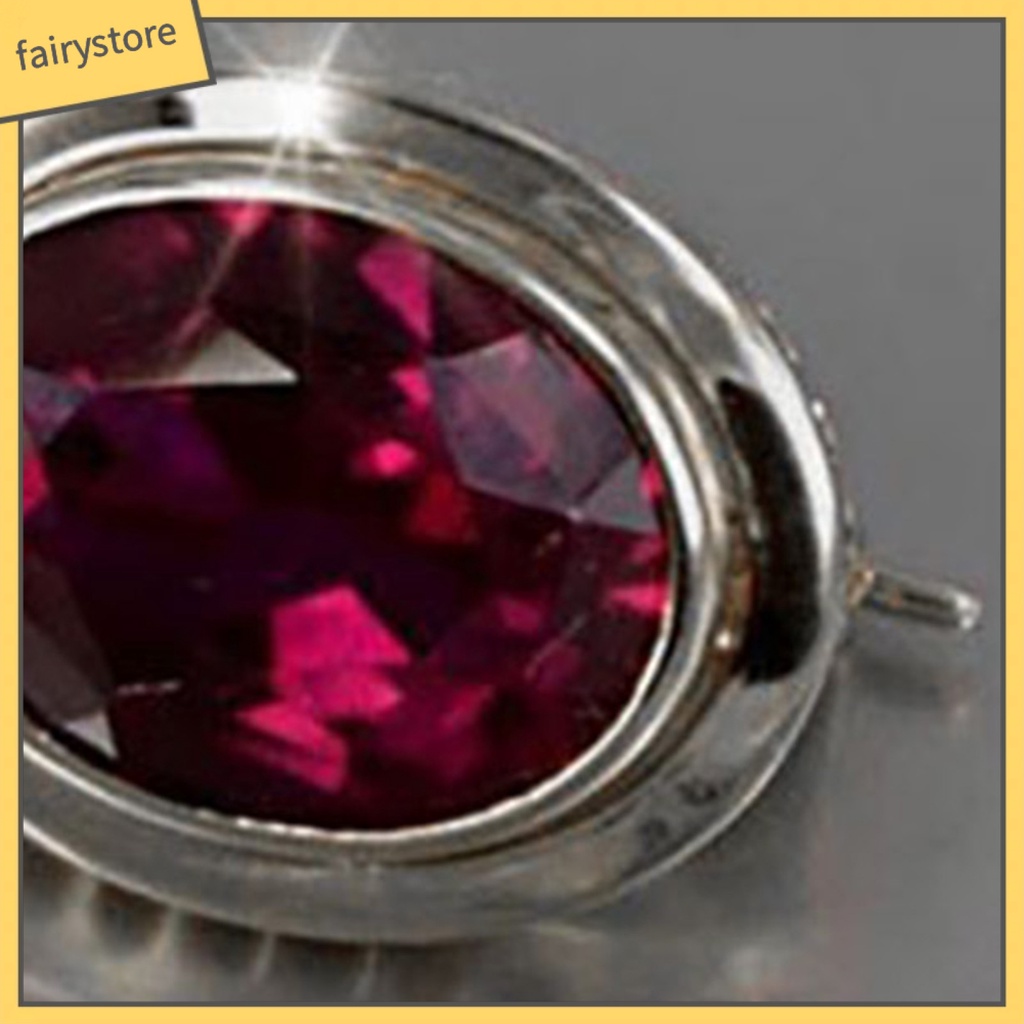 1 Đôi Bông Tai Hợp Kim Đính Đá Hình Oval Màu Đỏ Sáng Bóng Thời Trang Cho Nữ