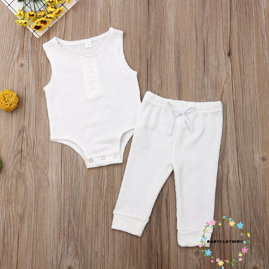 Set Bodysuit không tay + quần dài xinh xắn dành cho bé trai và gái