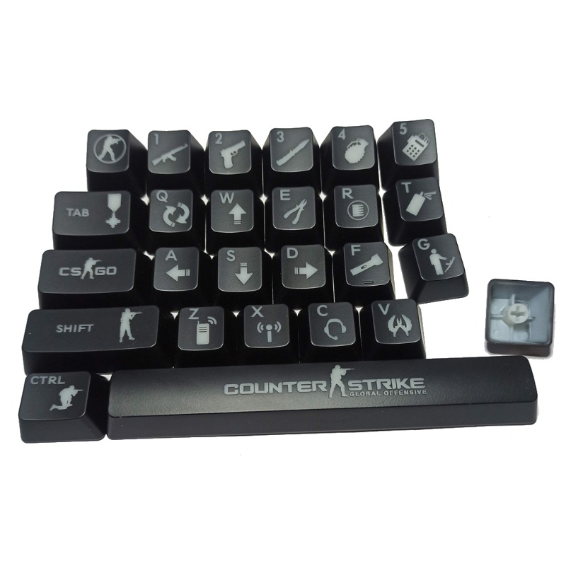 inter CS go Game 26 keys ABS Shot Backlit Backlighting Shine Translucent OEM Keycaps for Mechanical Keyboard CS go Keycap