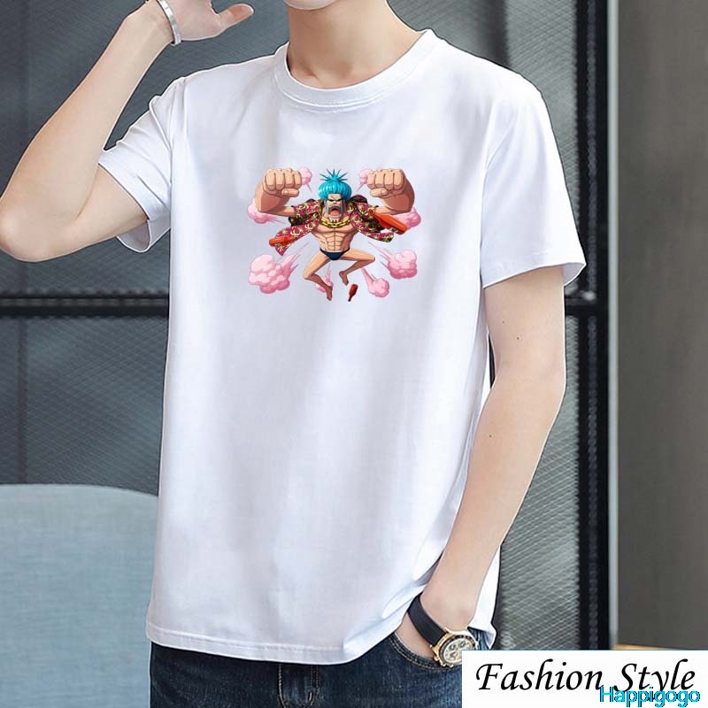 Ange XS-8XL hàng có sẵn Áo thun nam tay ngắn cổ tròn in hình hoạt hình One Piece 3 màu đen trắng xám 116