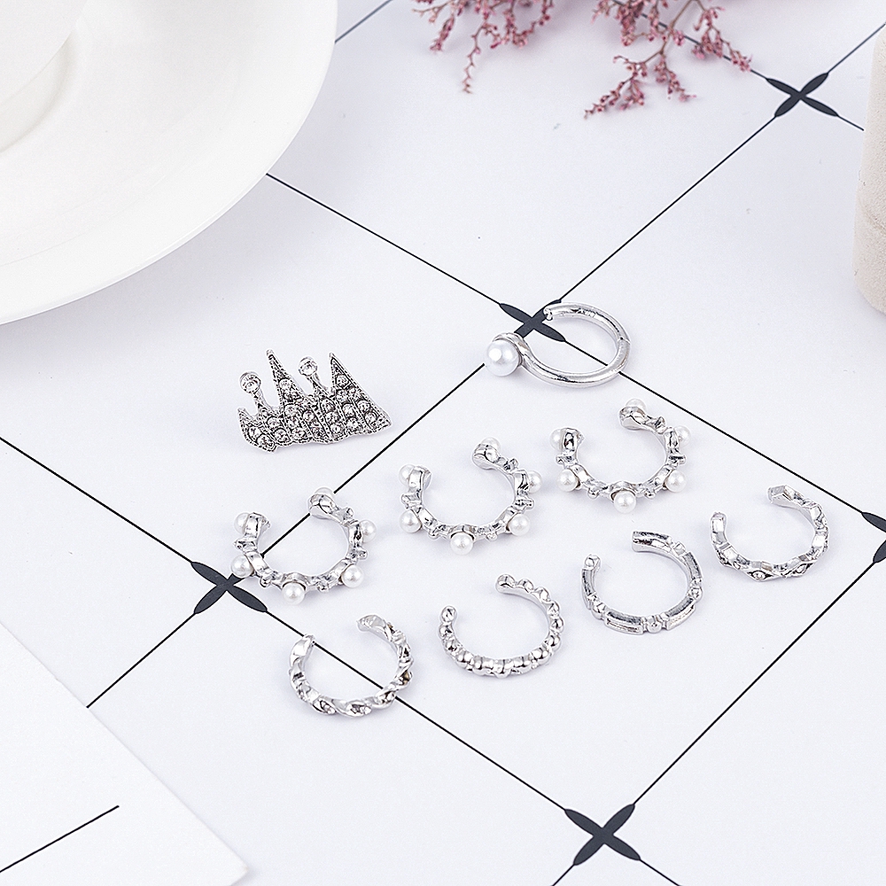 Bộ 9 khuyên tai bằng bạc 925 phong cách cổ điển độc đáo