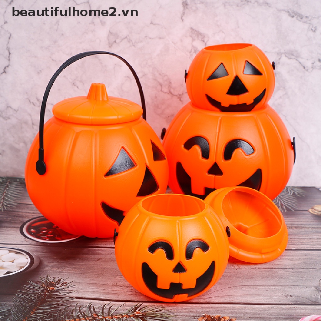 Xô Nhựa Đựng Kẹo Hình Bí Ngô Phong Cách Halloween Độc Đáo