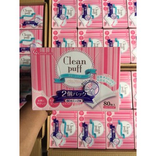 Bông tẩy trang Clean Puff Nội địa Nhật hộp 80 miếng