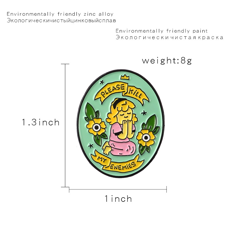 Ghim Cài Áo In Chữ Please Kill My Enemies Ngộ Nghĩnh