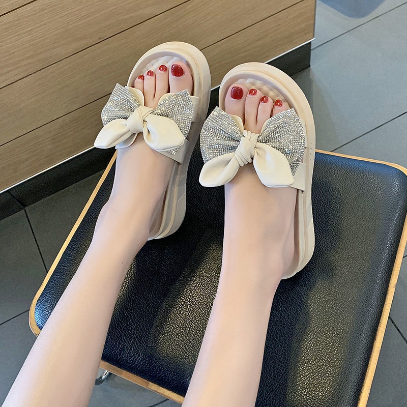 Giày Sandal Đế Mềm Chống Trượt Đính Nơ Thời Trang Dành Cho Nữ