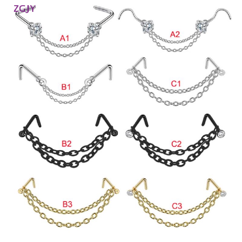 Khuyên Mũi Dạng Dây Xích Đôi Không Cần Khoan Lỗ Dành Cho Nữ Mới