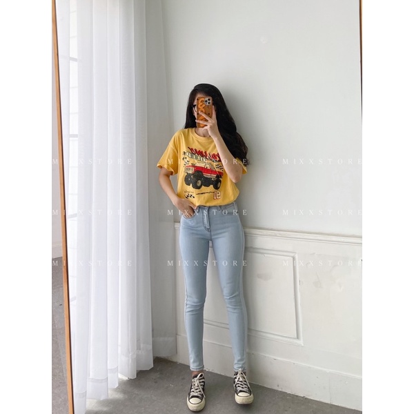 Quần Jean Skinny Lưng vừa ngang rốn G A P ko was chất co giãn thoải mái