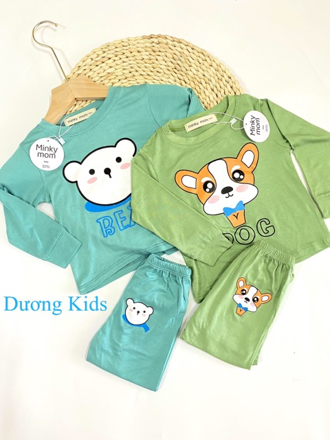 Bộ dài tay Minky Mom chất thun lạnh họa tiết (Cừu-Gấu) cực đẹp cho bé từ (6-18kg)