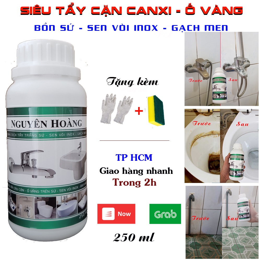 [Loại Mạnh Nhất] Tẩy Bồn Sứ, Sen Vòi Inox, Bồn Nhựa, Gạch Men Nguyên Hoàng. Chai 250