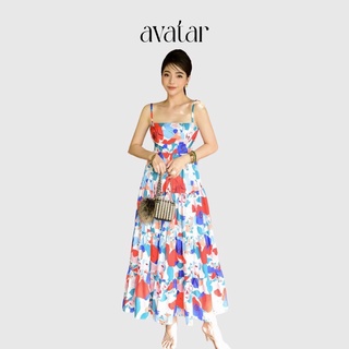 Váy maxi AVATAR SHOP 2 dây họa tiết hoa dáng xoè