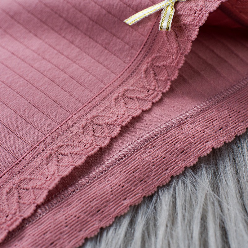 Quần Lót Nữ ❤️FREESHIP❤️ Quần Lót Cotton gân tăm phối viền ren đính nơ điệu đà mã U8