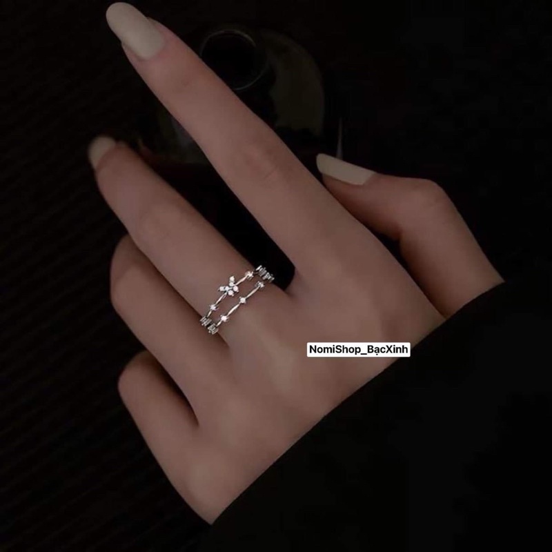 Nhẫn nữ bạc hình hồ điệp đốt dáng kép nhẹ nhàng xinh xắn Mainomi Shop Bạc Xinh