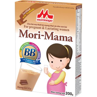 Sữa Bầu Morinaga Mori-Mama Dành Cho Phụ Nữ Thời Kỳ Mang Thai Và Cho Con Bú - Hương Sô-Cô-La 200gr