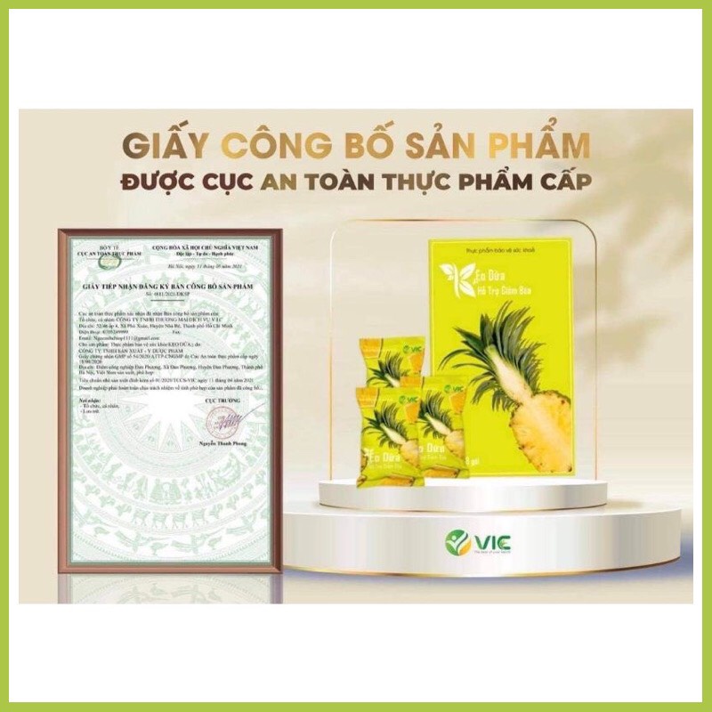 Kẹo Dứa Giảm Cân Chính Hãng VIC Organic Kẹo Giảm Cân Dứa Plus mẫu mới nhất