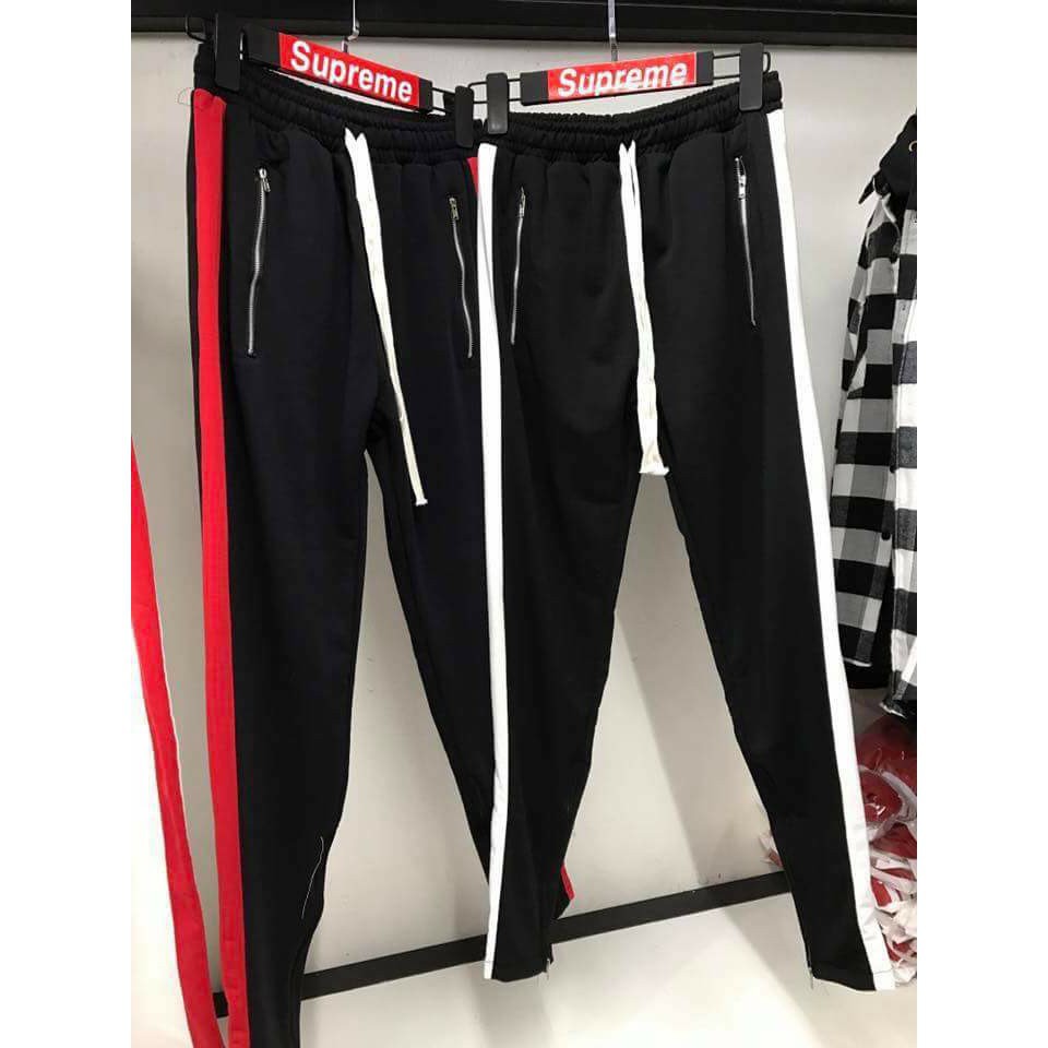 Quần Track Hot Hit - Quần Rapper - Retro Pants Zipper Đen Line Trắng / Đen Line Đỏ siêu sale