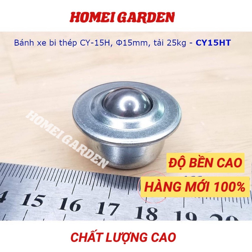Bánh xe bi đa hướng, con lăn bi đa hướng CY-15HT, bi thép 15mm tải 25kg - CM0005