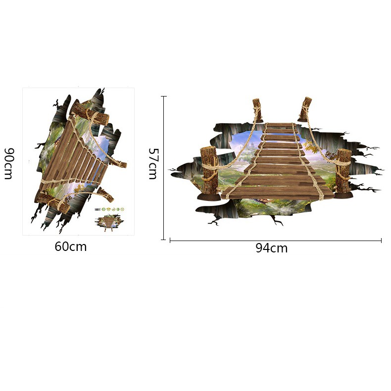 Bộ Tranh Decal 3D Trang Trí Dán Tường Hình Cầu Gỗ Treo