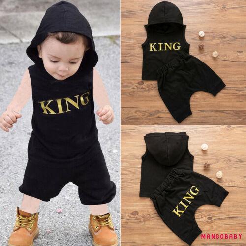 Set áo hoodie không tay và quần short đen thời trang cho bé trai