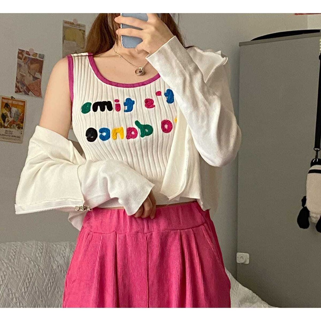 Áo Hai Dây Dệt Kim Ôm Dáng Thời Trang Mùa Hè Phong Cách Hàn Quốc 2021 | BigBuy360 - bigbuy360.vn