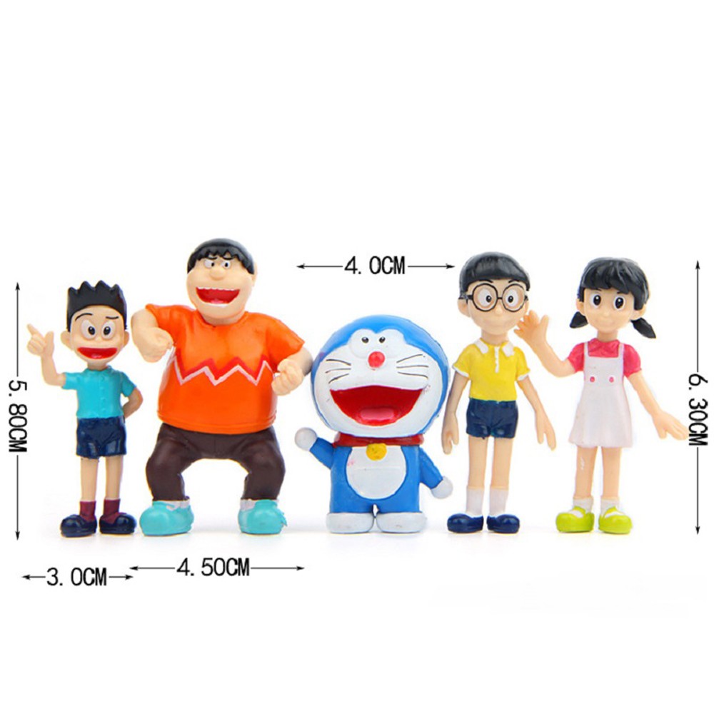 Set 5 mô hình nhân vật anime Doraemon đáng yêu trang trí bàn làm việc