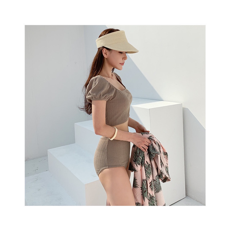 Bikini kín đáo 2 mảnh đồ bơi đi biển  liền thân sexy Hàn Quốc cạp cao nâng ngực váy hở lưng che bụng 2567 DK4T102