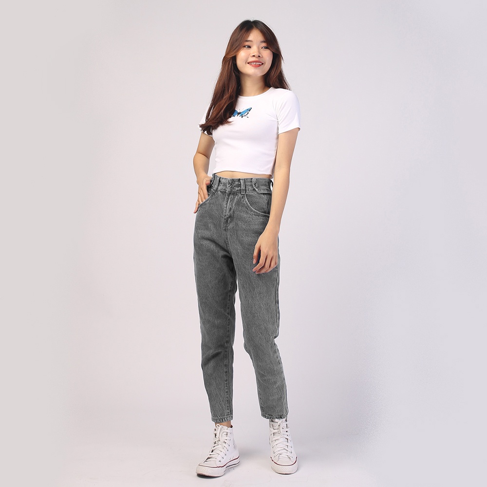 Quần baggy jeans nữ SAIGONJEAN form rộng 2 bách vuông,lưng thun QD016 phong cách hàn quốc
