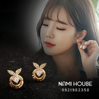 Bông tai nữ nhỏ hình tai thỏ nhỏ nhỏ đeo sát tai màu vàng style trẻ trung - namimi