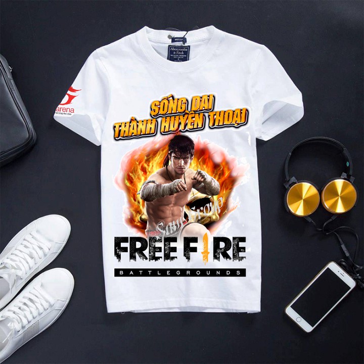 [SAM SHOP] Áo Thun Free Fire Màu Trắng Cực Đẹp - Kla Lửa