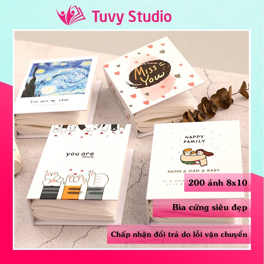 Album ảnh 8x10 chứa 200 ảnh bìa giấy cứng hoạt hình siêu xinh hàng luôn sẵn tại Tú Vy Studio