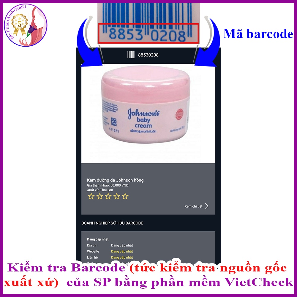 Kem dưỡng ẩm chống nẻ da Johnson's Baby Milk + Rice Cream 50g