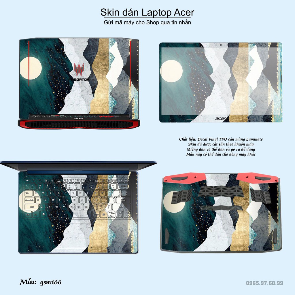Skin dán Laptop Acer in hình giả sơn mài (inbox mã máy cho Shop)