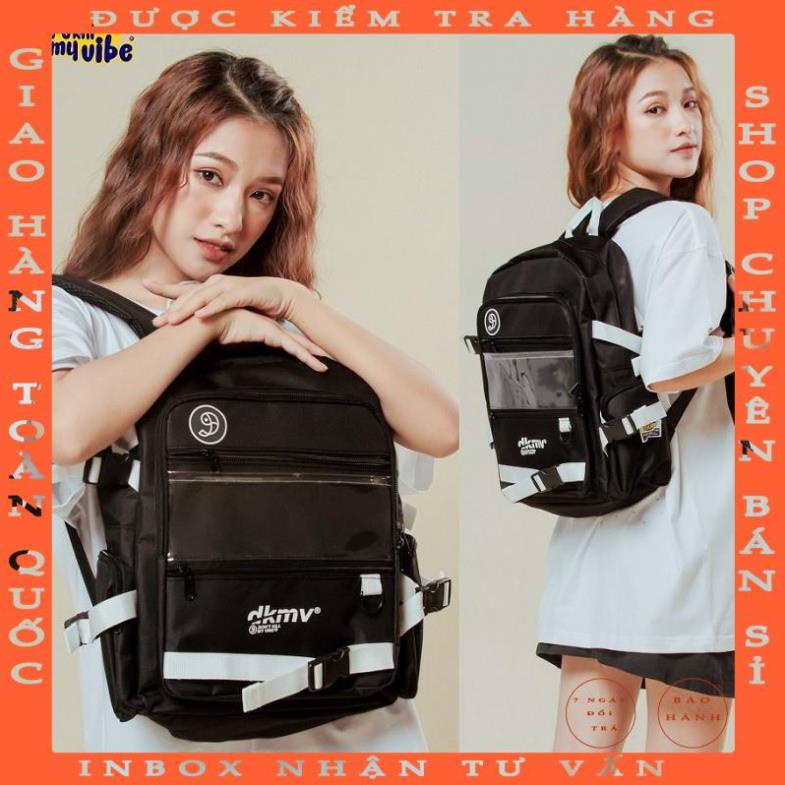 DKMV Balo nữ đi học màu đen canvas Don't Kill My Vibe | Logo Plastic Backpack - tichchua