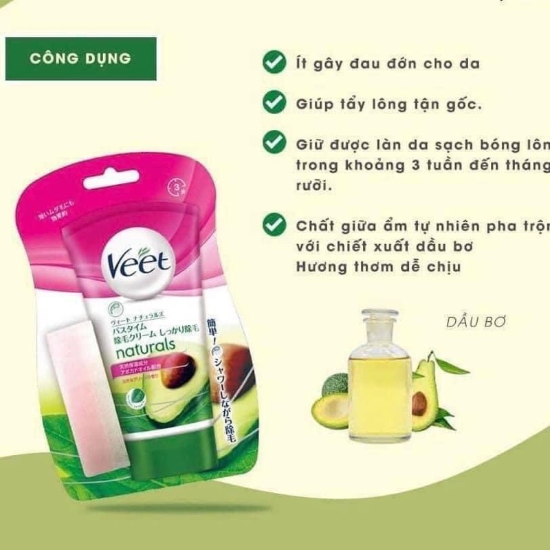 (Mẫu mới) Kem tẩy lông Veet Nhật Bản 150g chiết xuất quả bơ, nho