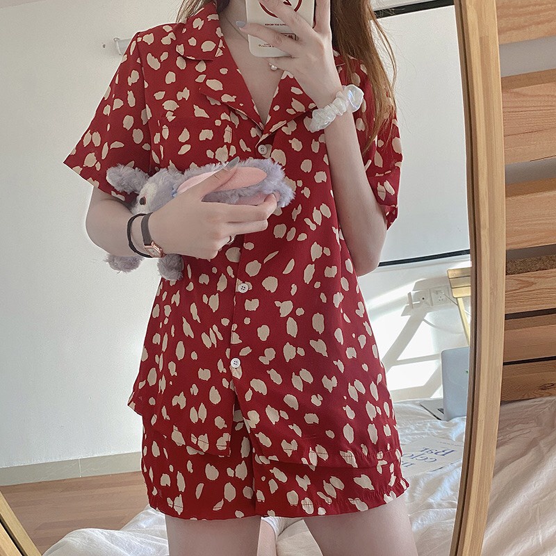 Bộ ngủ Pijama cộc tay họa tiết basic