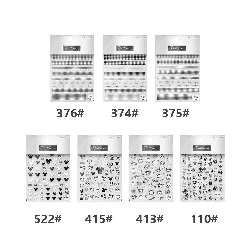 [Hàng mới về] Nhãn dán móng tay sọc caro hình Mickey Minnie phong cách giáng sinh tự dính trang trí móng DIY cho bé