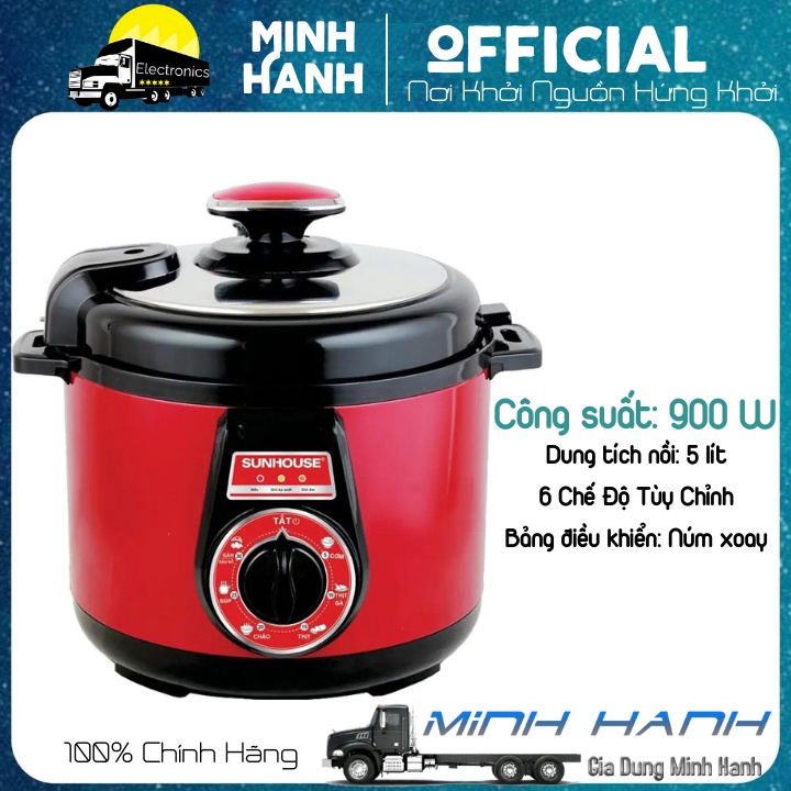 Nồi áp suất, Nồi áp suất điện đa năng Sunhouse SHD1552R, Bảo hành 12 tháng, Ninh kỹ hầm nhừ, Giữ trọn vị ngon thực phẩm