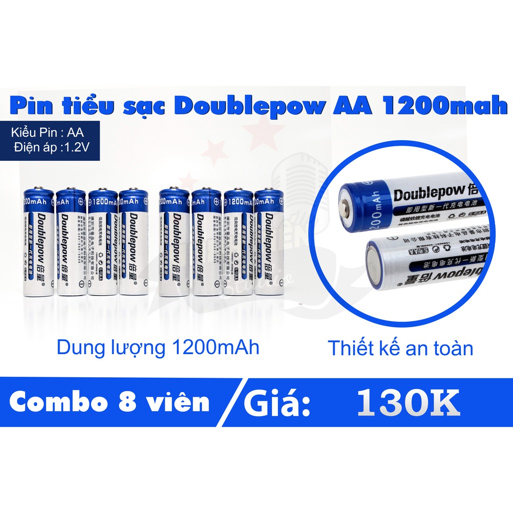 Combo 4 Pin sạc AA 3200mah và sạc đa năng Doublepow DP-B02 chính hãng, chất lượng: giá siêu tốt hàng nhập loại 1