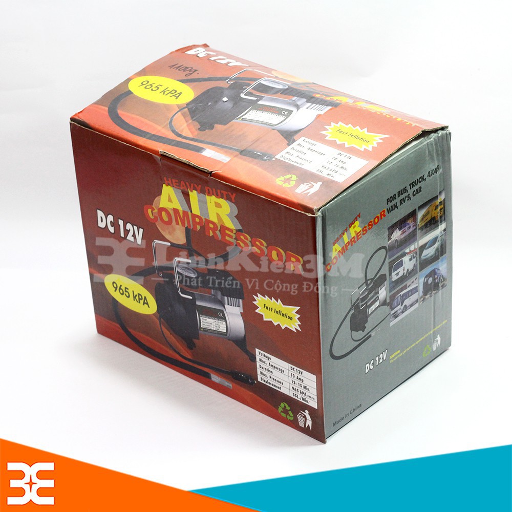 Bơm Lốp Ô Tô Xe Máy 12VDC 965 Kpa Màu Bạc