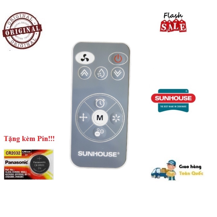 Remote Điều khiển từ xa quạt điều hòa Sunhouse SHD7718- Hàng chính hãng mới 100% Tặng kèm Pin