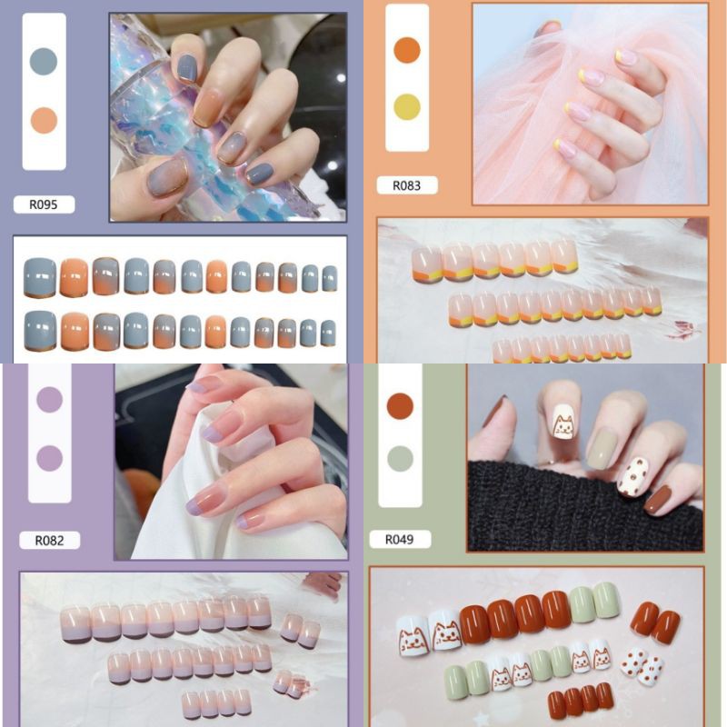 [Sẵn+Hỏa tốc] SET 24 MÓNG TAY GIẢ  - [ TẶNG DŨA KÈM KEO ]