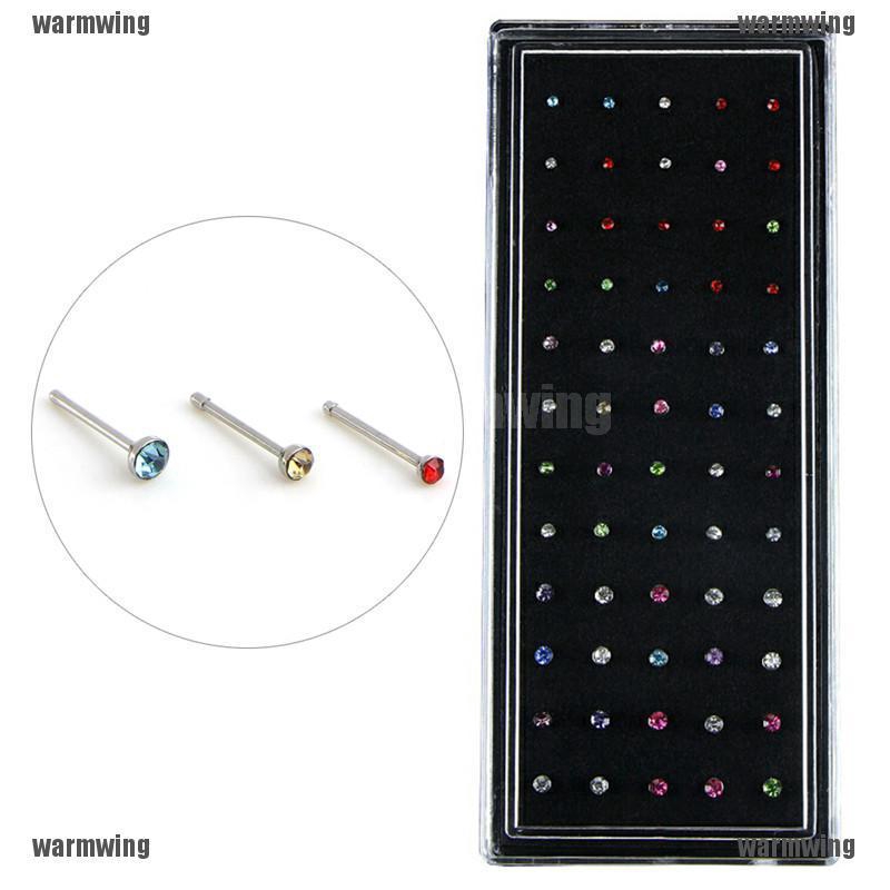 Set 60 Khuyên Mũi Thép Không Gỉ Đính Đá Cá Tính