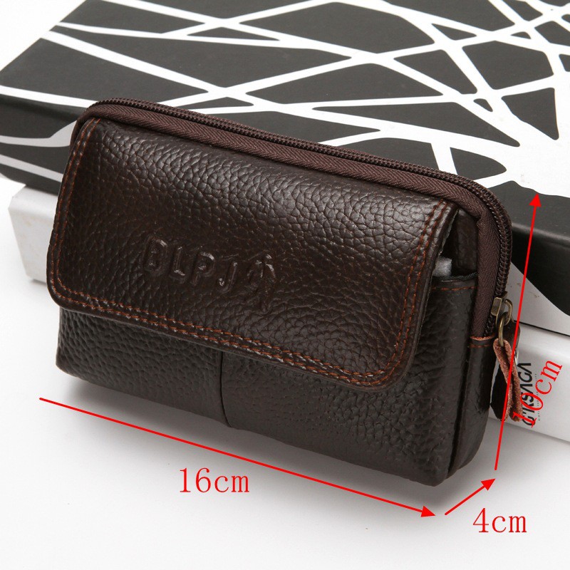 Bao da cao cấp đựng điện thoại đeo hông thương mại zipper hai lớp 6.3 inch K501 Shalla