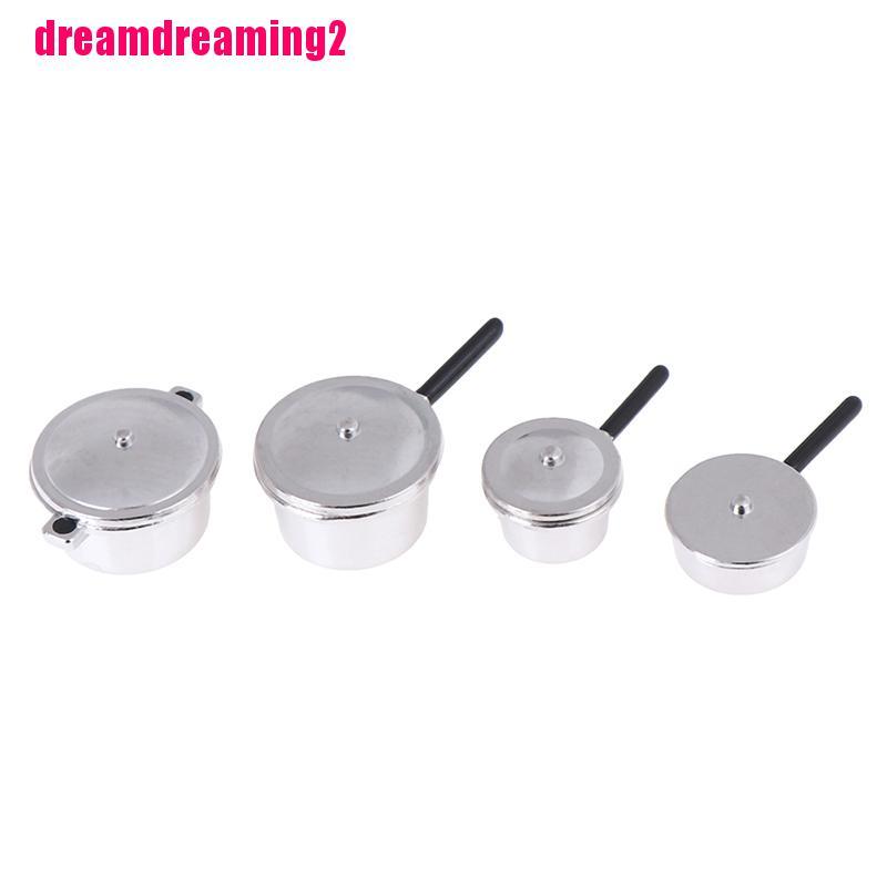 Bộ 4 Chậu Cây Kim Loại mini Trang Trí Nhà Búp Bê