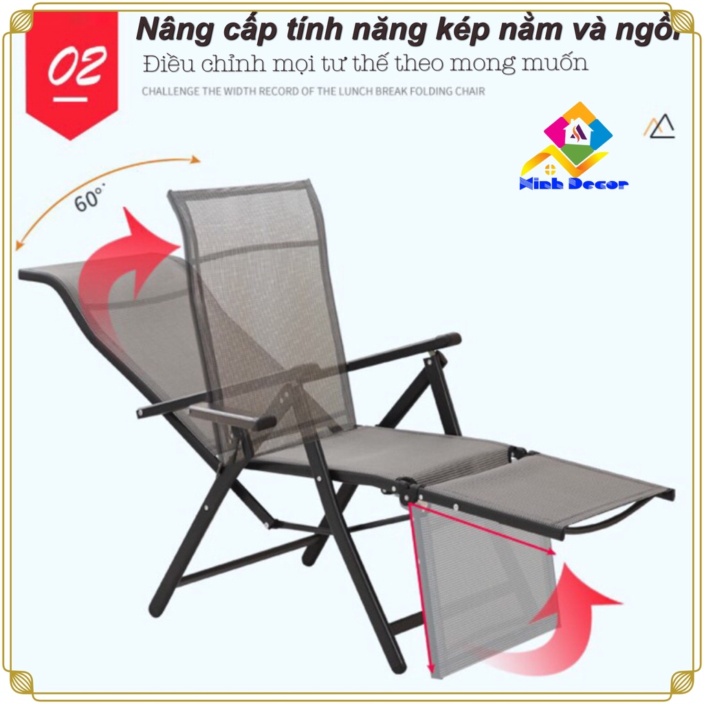 {CAO CẤP} Ghế lưới thư giãn 2 chế độ, ghế nằm nghỉ văn phòng gấp gọn thông minh tiện lợi .