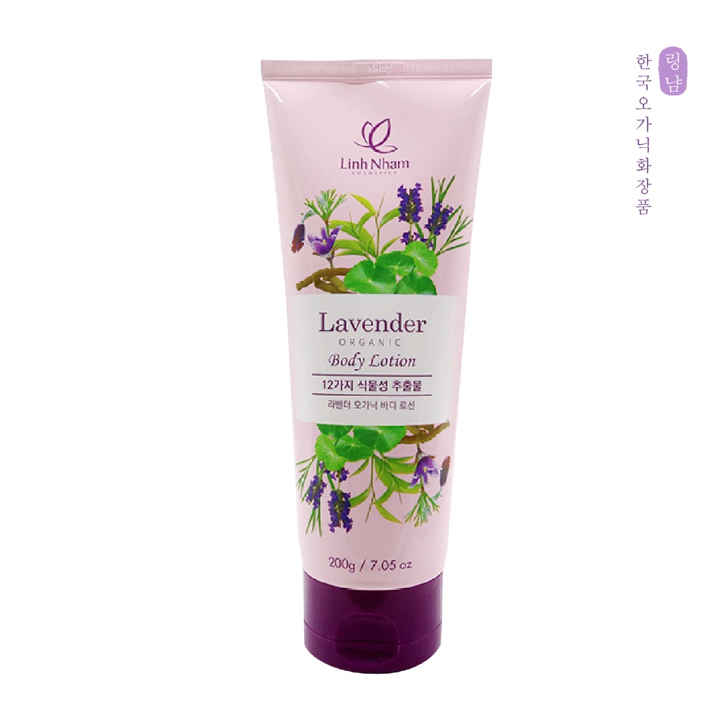 Lavender Organic Body Lotion - Mỹ phẩm Linh Nhâm 200g - Dưỡng trắng toàn thân, Sáng Mịn, Làm Mềm Da